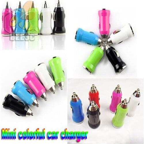 Universal Mini 5V 1A USB The bullet Car Charger for iPhone 7 6 5 4 Samsung iPod Cell Mobile Phone Charger Adapter colorful 100 p