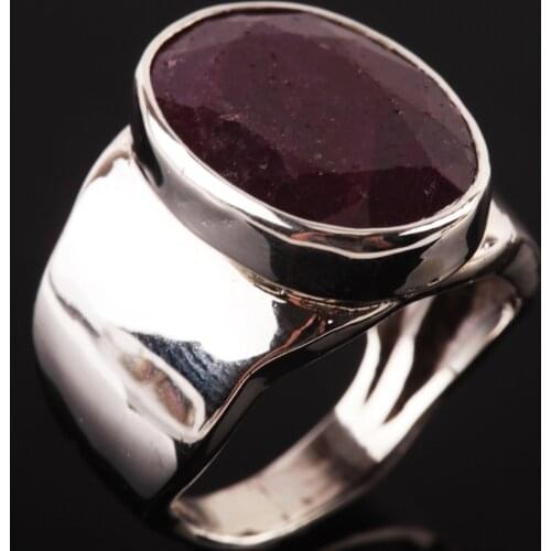 UM US JEWELRY Ruby Cubic Zirconia 925 Sterling Silver Men Ring