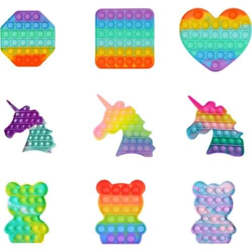 Funny Toys Anti Stress Fidget Toys Rainbow Push Bubble Antistress Simple Dimple Sensory Toy To Relieve Autism Free Shipping
