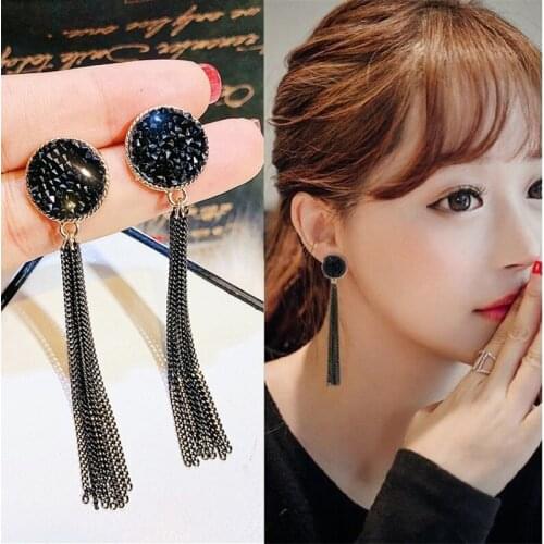 2021 New Korean Womens Statement Earrings Black Retro Geometric Pendant Gold Colour Earrings Stud Fashion Jewelry Wholesale