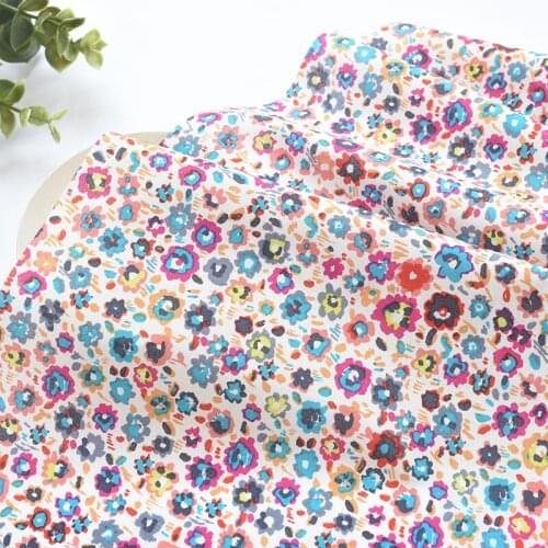1meter 100% cotton color floral printing fabric for Childrens skirt dress DIY Summer clothes bag handwork fabric art XMT