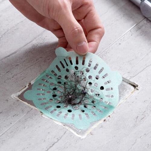 10PCS Kitchen Bathroom Disposable Hair Anti-Blocking Floor Drain Filter Bathroom Sewer Hair Filter Sticker Paper Home Cleaning