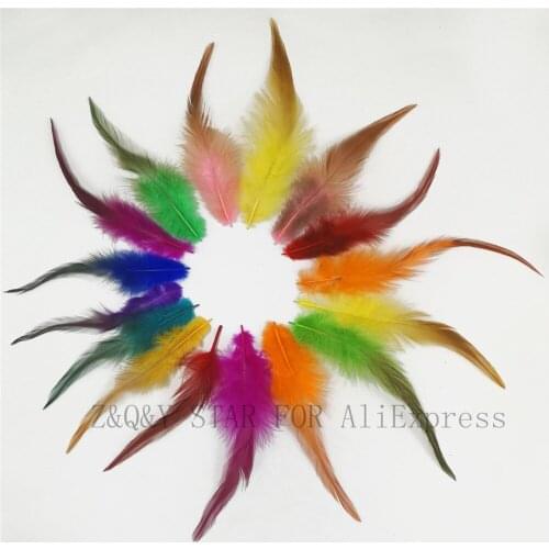 100 natural chicken feathers 4-6 inches mixed color DIY craft jewelry feather
