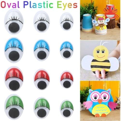 100 Pcs/Bag 3D Oval Dolls Eyes Plastic Wiggling Colorful Moving for DIY Scrapbooking Crafts Handmade Toys Dolls Accessories