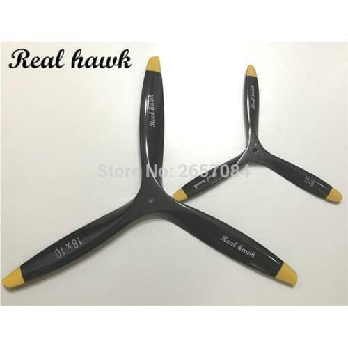 3 Blade 10x6/10x7/10x8 CCW or CW Black Wooden Propeller For Scale RC Gas Airplane Model