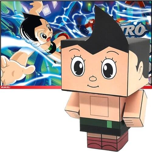 No-glue Astroboy Folding Cutting Mini Cute 3D Paper Model Papercraft Japan Anime Figure DIY Cubee Kids Adult Craft Toys CS-016
