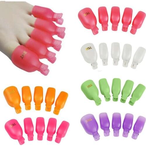 5Pcs Plastic Foot Toe Nail Art Soak Off Cap Clip UV Gel Polish Remover Wrap Tool Dropshipping SMJ