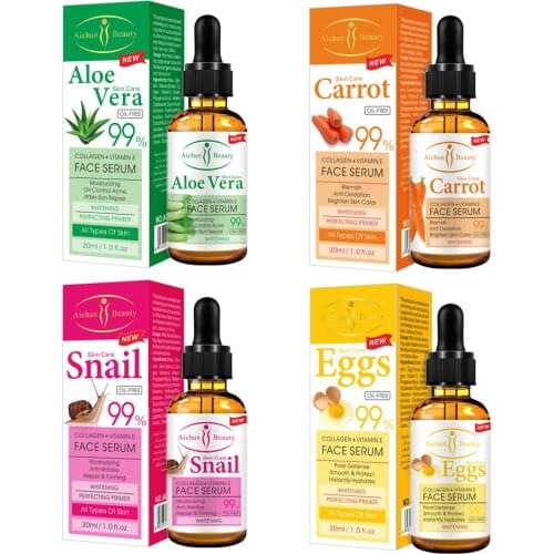 Aichun Serum Series Aloe Vera Carrot Nourishing Snail Whitening Eggs Firming Soothing Repair Face Care Essence