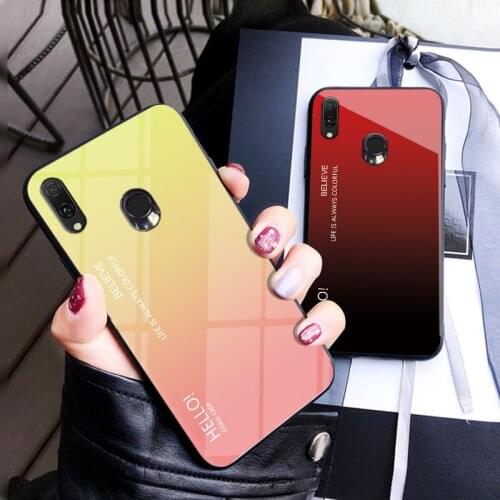 OPPO Realme 3 Pro Case Hard Tempered Glass Luxury Gradient Protective Back Cover case For OPPO Realme 3 3Pro Colored Cover