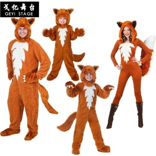 Kids Adult Women Cartoon Sexy Animal Fox Costume Cosplay Clothes Suit Childrens Day Halloween Costumes Jumpsuit