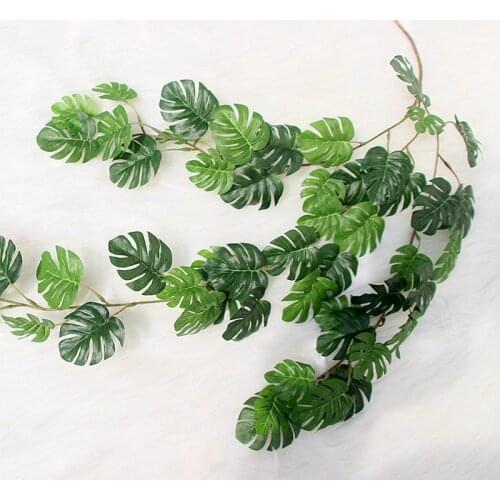 Artificial Plants Turtle Leaf Rattan Hanging Green Leaves Home Wedding Garden Flower Wreath Decorative Fake Flower Vine