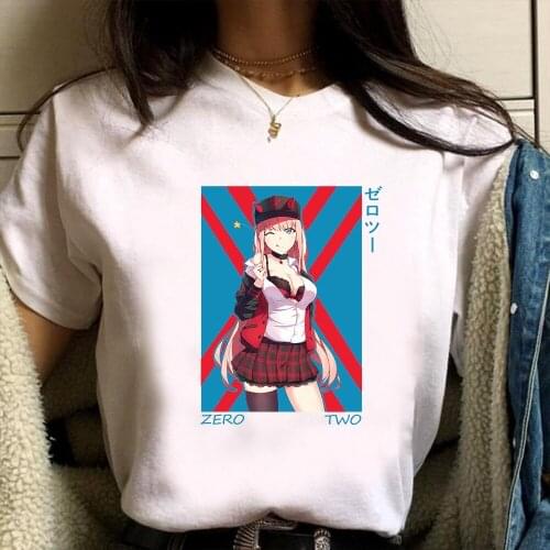 Kawaii Anime DARLING in the FRANXX T Shirt Women Vintage Chic T-shirt 2021 Creative Tees Summer Comfortable Tops Unisex