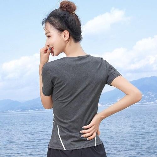 Yoga Crop Top Sports Yoga Dress Fashion Neck Short Sleeve Womens Fashion T-shirt Top Deportivo Mujer Camisetas