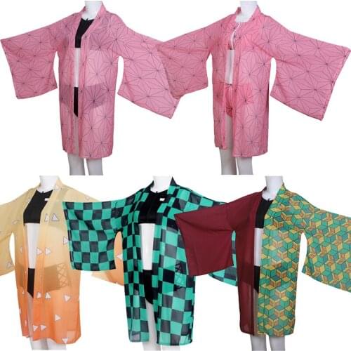 Demon Slayer Swimsuit Kimetsu no Yaiba Kamado Tanjirou Cosplay Costume Kamado Nezuko Bathing Suit Kimono Beach Swimwear Summer