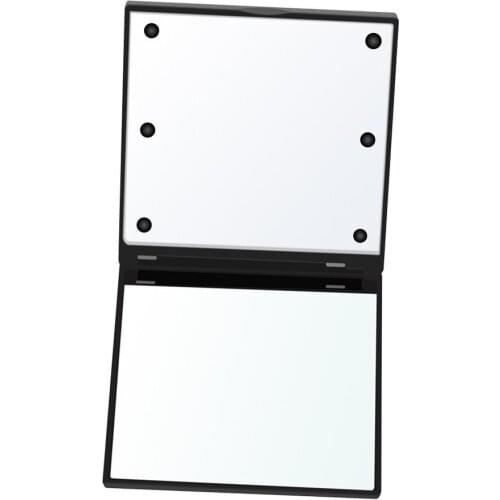 Square Cosmetic Mirror Dual Sided Illuminated Foldable 6 LED Light Travel Foldable Durable