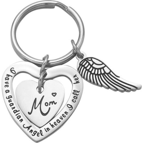 Mom Memorial Keychain Gift Loss of Mother I have a guardian Angel in heaven I call her Mom Keychain Sympathy Remembrance Gifts
