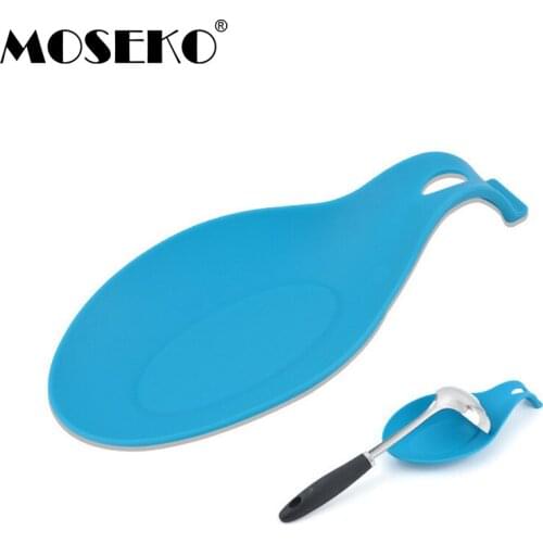 MOSEKO Multipurpose Heat Resistant Silicone Spoon Rest Pad Food Grade Silicone Spoon Put Mat Device Kitchen Utensils