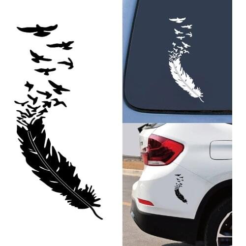 Fashion Feather Bird Car Sticker Decoration Fun Side Door Car Window Motorcycle waterproof Vinyl Sticker Car Accessories