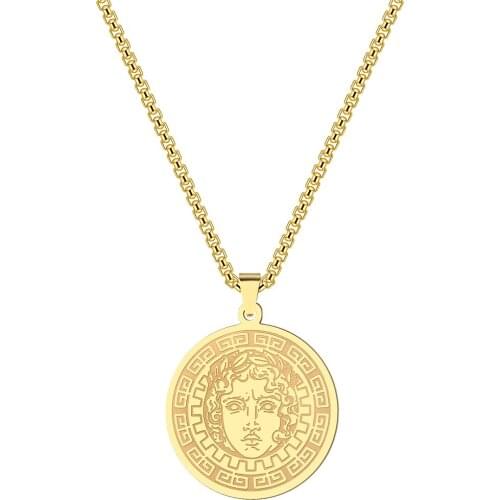 Kinitial Stainless Steel Apollo Talisman Sun God Men Necklaces Pendants Chain Punk for Boyfriend Male Neck Jewelry Wholesale