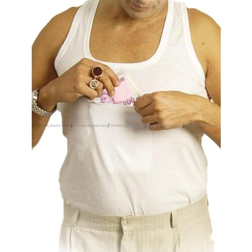 5pcs/lot Mens & Women Underwear Sleeveless 100% Cotton Undershirts With Zipper Pockets Man Cotton Tops Hidden Vest Pocket O-neck