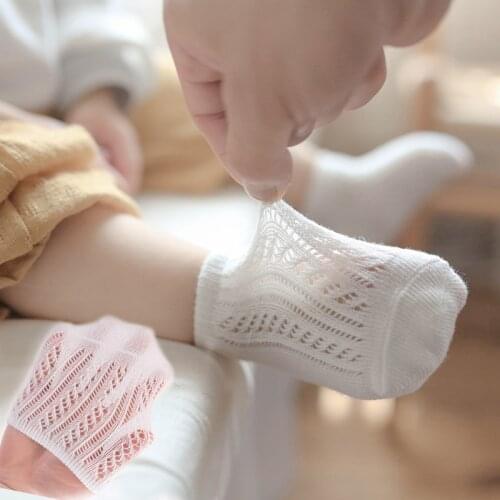 New Summer Thin Cotton Big Mesh Baby Boat Socks For Girl Transfer Ring Shallow Mouth Non-Slip Childrens Socks Boat Sock For Boy