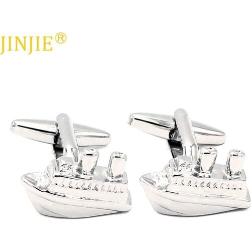 New2019 Ship Shape Glossy Plain Metal Mens Cufflinks Business Casual French Shirt Cuff Button Sleeves Men Jewelry Accessories