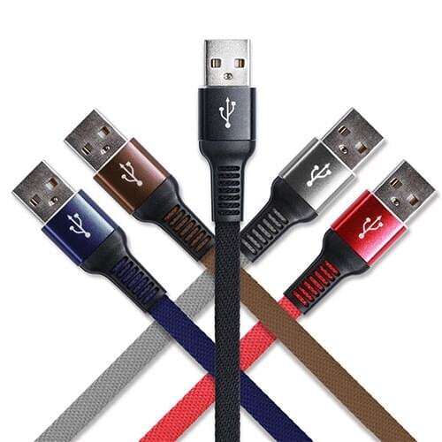Braided Noodle Micro USB Cable Flat Nylon Charging Sync Data Line 1M 3ft for Android iPhone 5 6 6S 7 8 X Smart Phone Cellphone