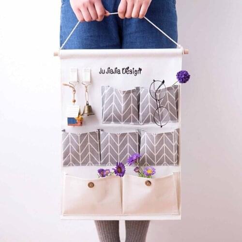 OTHERHOUSE Hanging Organizer Storage Bag Wall Door Wardrobe Closet Organizer With 7Pcs Pockets 2Pcs Hooks Home Decoration