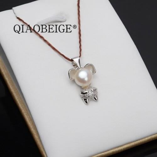 QIAOBEIGE Selling Season DIY Charm Lovely bear Shape Silver Jewelry Necklace Pendant Accessory for diy making jewelry 925 silver