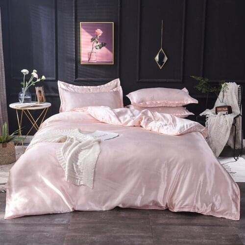 Pink silk duvet cover 220x240 Pillowcase 3pcs,200x200 quilt cover, bed cover 150x200,queen king size bedding set,bed sheet