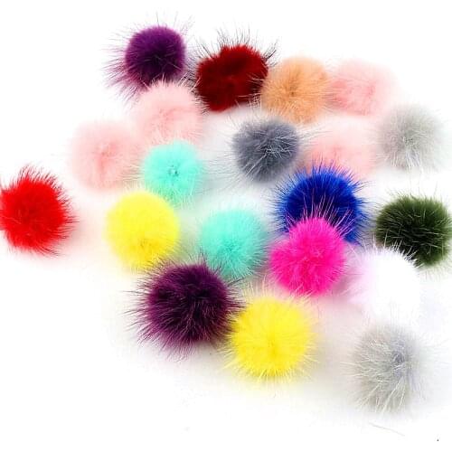 10Pcs 3cm Mink Pompoms Fur Pompom Balls for Sewing on Knitted Keychain Scarf Shoes Hats Fur DIY Crafts Earrings Hair Accessories