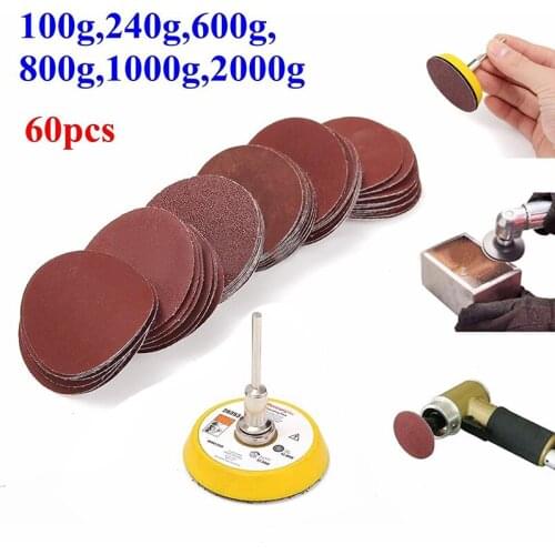 60pcs/set Sanding Discs + 3"(75mm) Hook & Loop Backer Plate + 1/4inch Shank Set diy