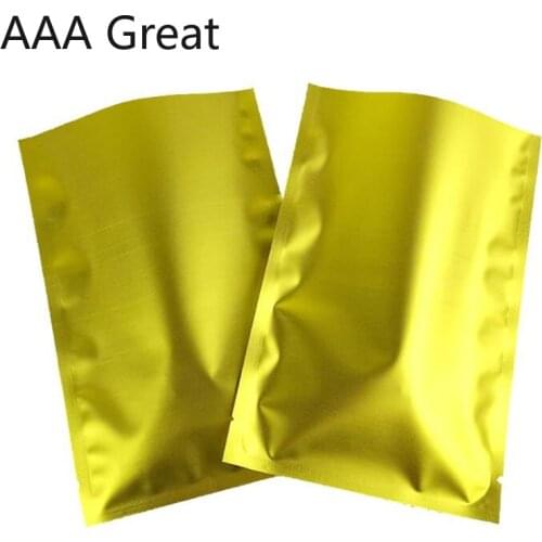 100Pcs/Lot Aluminum Foil Open Top Vacuum Bags Heat Seal Food Storage Packaging Pouches For Coffee Tea Snack Nuts Pack Gold 6x9cm