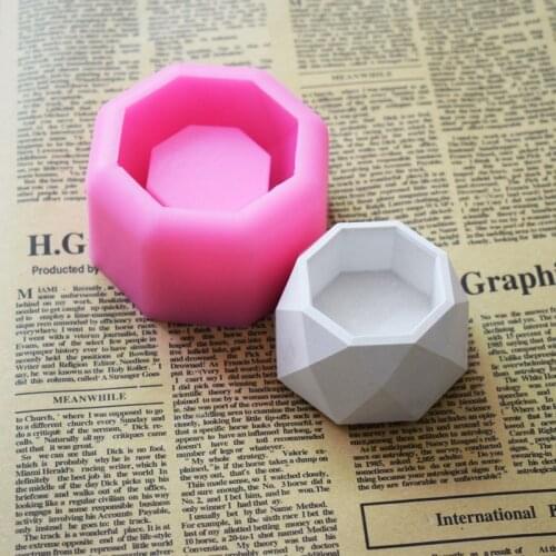Octagon silicone concrete mold home decoration clay crafts polygon concrete planter cement vase molds