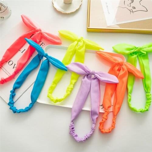 CYGJFC Woman Fluorescent Solid Headband Girls Rabbit Ear Hairband Bezel Women Hair Accessories Head Hoop Headwear Ornaments