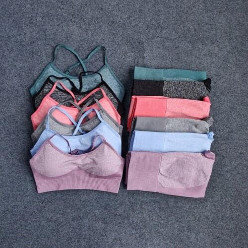 Women Yoga Set Seamless Clothing Gym Suits for Lady Sportwear Fitness Breathable High Waist Hip Lift Elastic Vest+leggings 2pcs