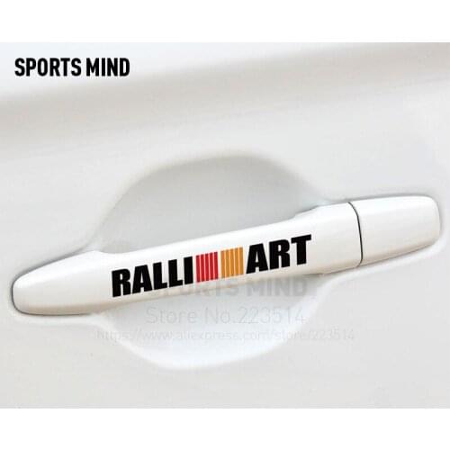1 Set Sports Mind RALLI ART Door Handle Sticker Car-Styling For Ralliart Mitsubishi Outlander Asx Lancer 10 Pajero L200 Colt