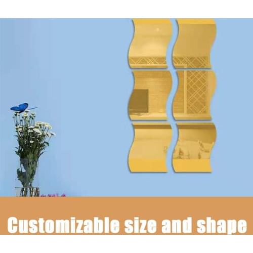 1 set of wave mirror wall stickers 12*10cm Mirror Wall Stickers Home Decoration DIY Art Wave Mirror Wall Stickers home Decor