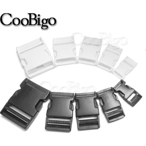 2pcs Plastic Black & White Assorted Size Side Release Buckle For Backpack Strap Webbing Belt Dogs Collar Bag Parts Accessories