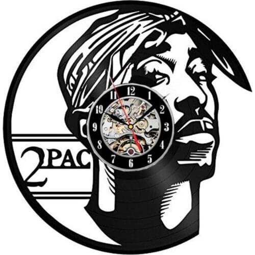 2Pac Rap Music Vinyl Record Wall Clock Fan Art Handmade Decor Unique Decorative Vinyl Clock 12" (30 cm)