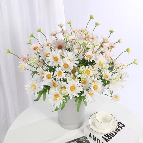 5 Head Daisy Artificial Flowers Bride Bouquet For Wedding Decoration Fake Flowers Sunflower Plants Garden Living Room Home Decor