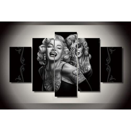 5 Piece Decorative Canvas Wall Painting Fashion Monroe Wall Art on Canvas Portrait Painting Modern Canvas Art for Living Room