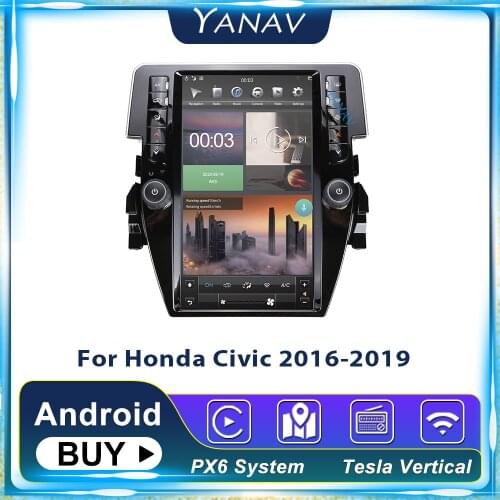 Android Car Stereo Receiver Tesla Vertical HD for Honda Civic 2016-2019 Radio Video Multimedia Player Touch Screen navigation