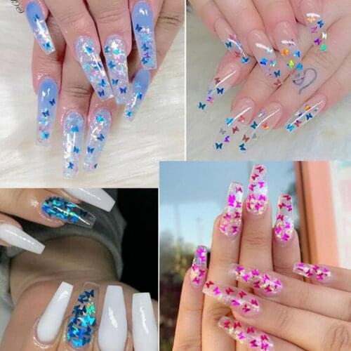 Butterfly Glitter Nail Sequins, 3D Nail Art Flakes Colorful Confetti Glitter