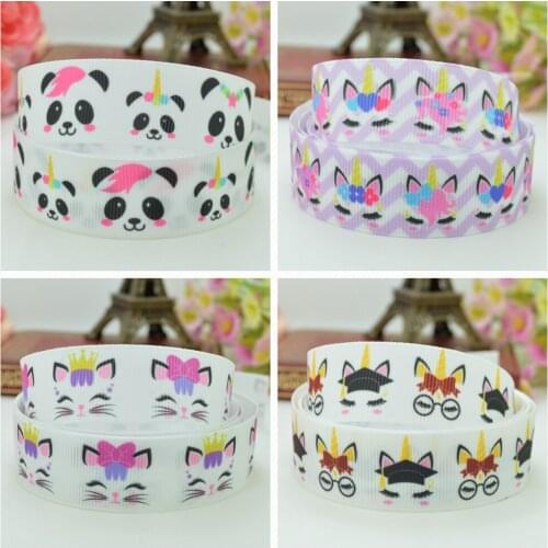 SUPWRF 16 22mm 38 50 75mm unicorn cartoon Printed grosgrain ribbon hair bow DIY hair accessories decoration 50 Yards B0929