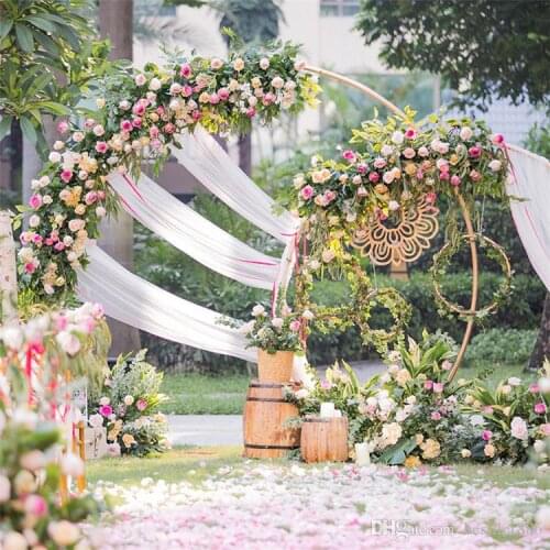 White gold U/heart /round ring shape Metal Iron Arch Wedding Backdrop stand party Decor artificial Flower balloon Stand shelf