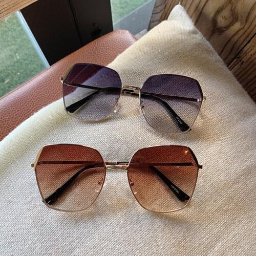 2020 retro fashion large rimless Sunglasses Women famous luxury brand design sexy square Sunglasses Women