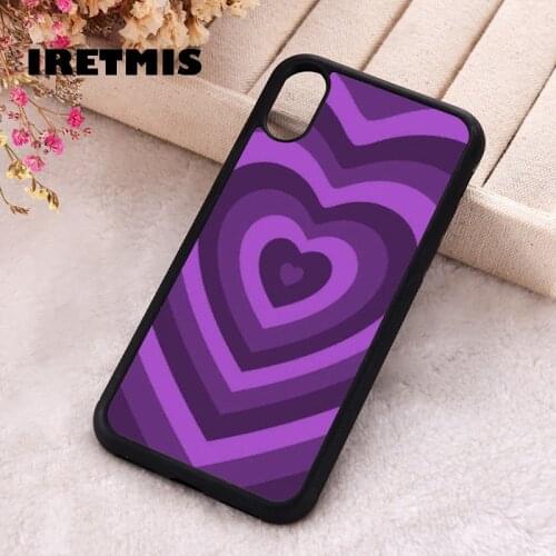 Iretmis 5 5S SE 2020 Phone Cover Case for iPhone 6 6S 7 8 Plus X Xs XR 11 12 Mini Pro Max Rubber Silicone Purple Heart Aesthetic