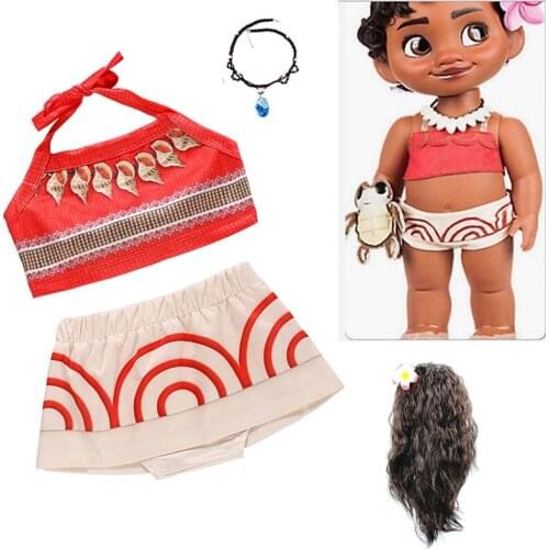 Infant Baby Cosplay Moana Costume Girls Kids Summer 2 pcs set Child toddler Carnival Birthday Halloween Christmas Attire Outfit