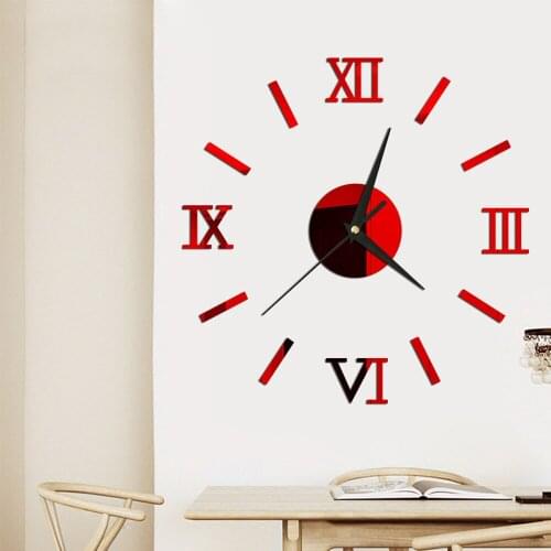 Hot 3D Wall Clock Mirror Wall Stickers Creative DIY Wall Clocks Removable Art Decal Sticker Home Decor Living Room Quartz Needle